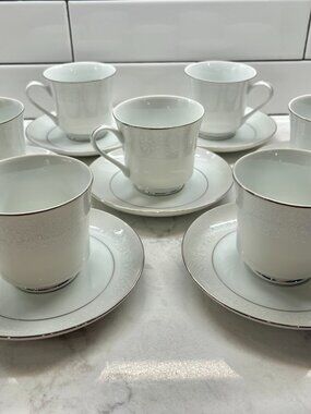 (7) Crown Victoria Fine China Cup & Saucer Set +(5) Additional Saucers, LOVELACE